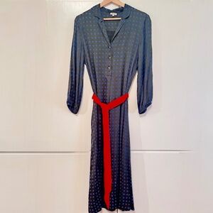 BELLEROSE  Olive Green and Blue Square Midi/Maxi Dress Size 2 (US size 8)